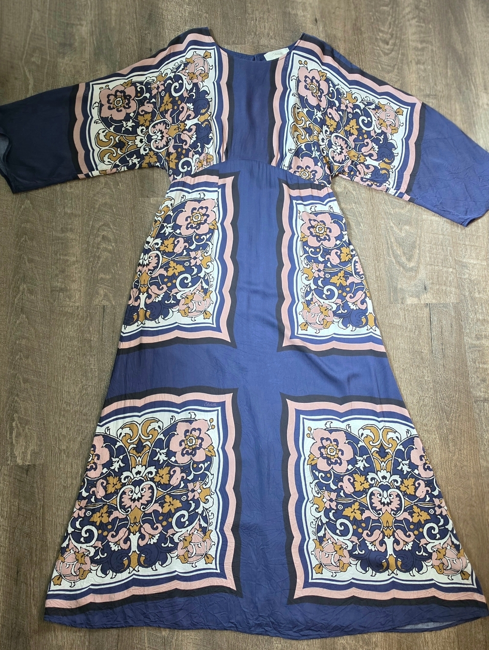 Cleobella Falling Fawn Ankle Maxi Dress in Floral Anise Women's M Blue Pink Boho - Picture 7 of 15